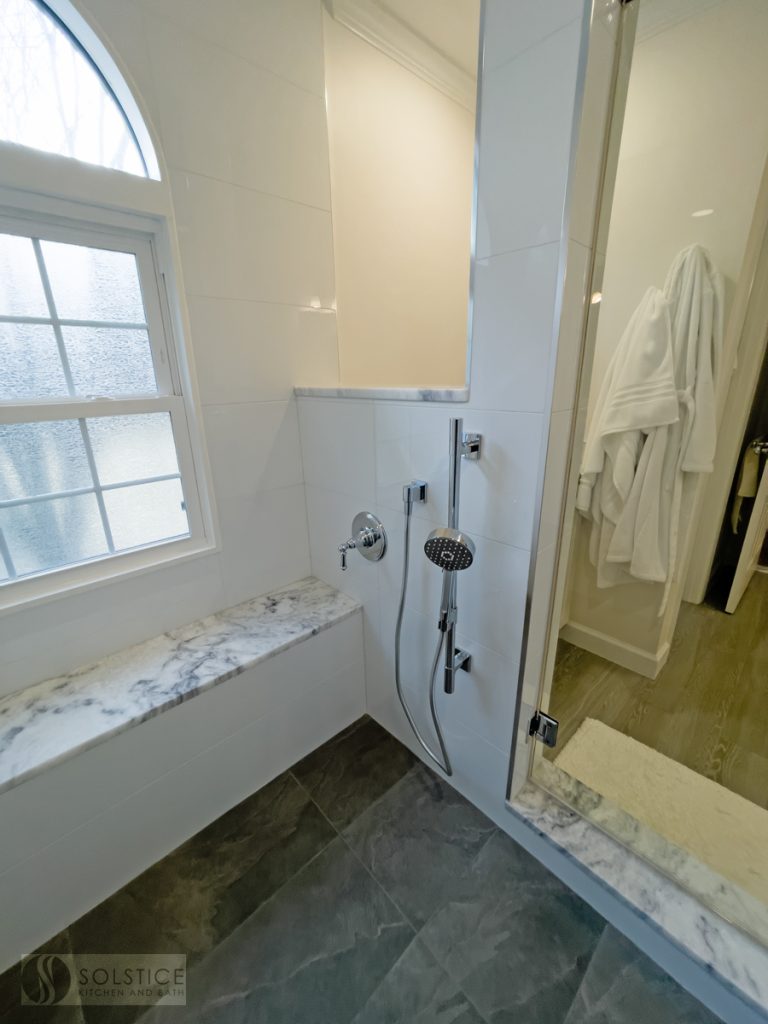shower with a robe hook
