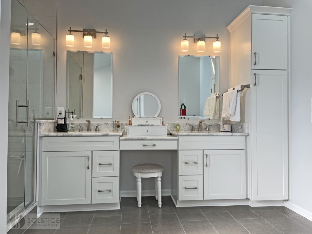 bathroom cabinet with makeup vanity