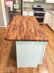 kitchen island with wood countertop