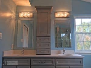 bathroom vanity with decorative lighting